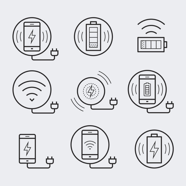 无线充电器的智能手机或平板电脑图标设置图片下载