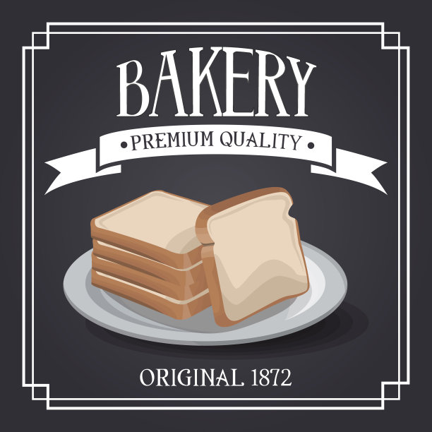 面包店优质的店铺设计元素，黑麦和小麦面包，装饰谷物彩带横幅图片下载