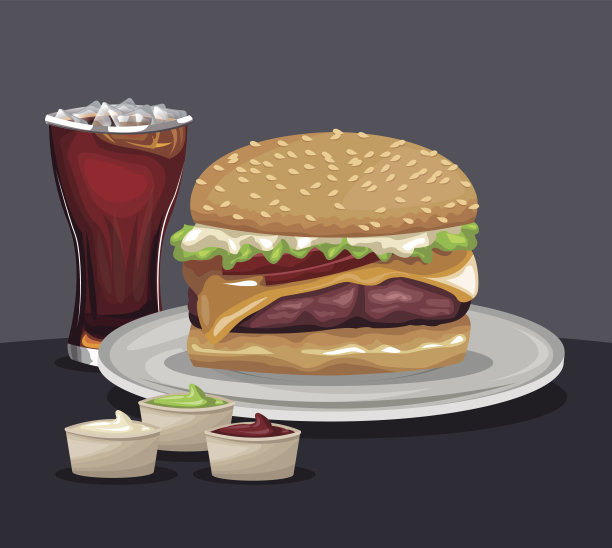 美味的汉堡，苏打，冷酱，快餐，吃的概念图片下载