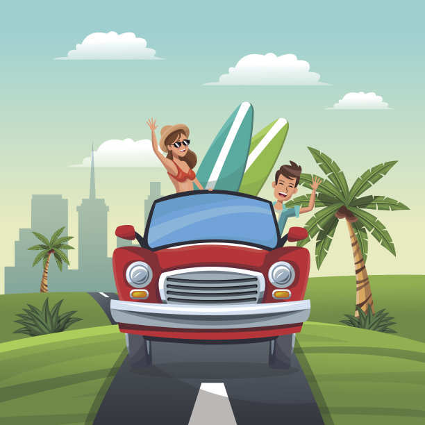 情侣车旅游度假道路景观城市背景图片下载