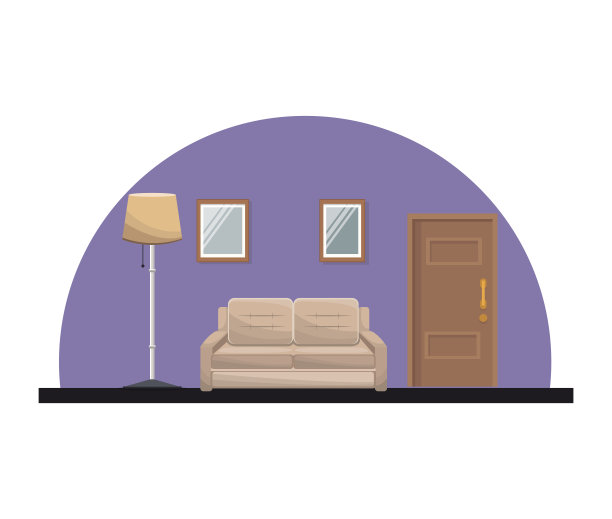 客厅沙发、镜子、落地灯、进门设计图片下载