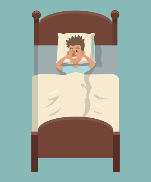 躺在床上睡觉的卡通男人图片下载