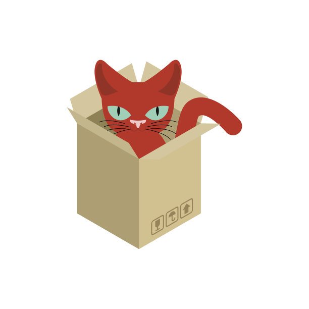 猫在箱子孤立。宠物在纸板箱。矢量图图片下载