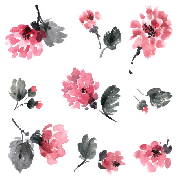 水彩花组图片下载