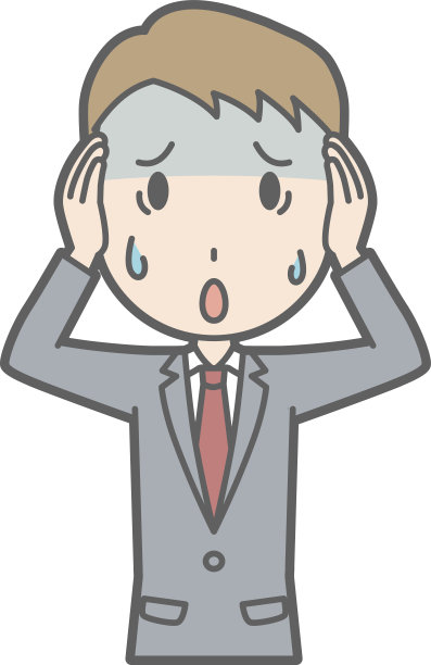 插图中，西装革履的商人面色苍白，惊慌失措图片下载