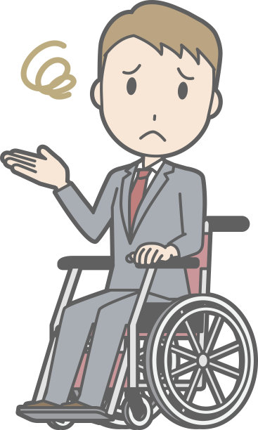 这是一个插图，一个穿着西装的商人很难登上轮椅图片下载