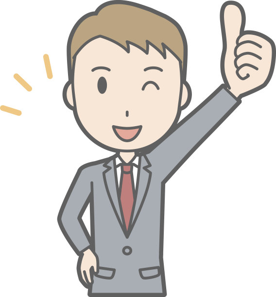 插图，一个商人穿着西装站在他的拇指图片下载