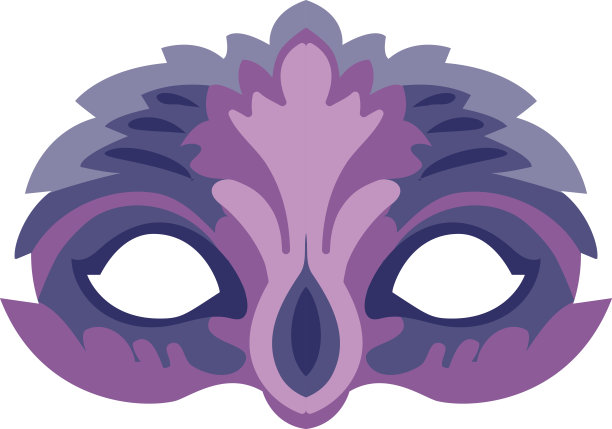 以脸部剪影的形式制作的面具，带有装饰品图片下载