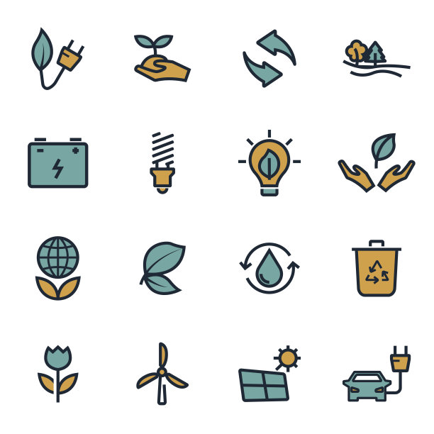 矢量平面生态图标集图片下载