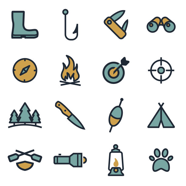扁平狩猎图标矢量图合集图片下载