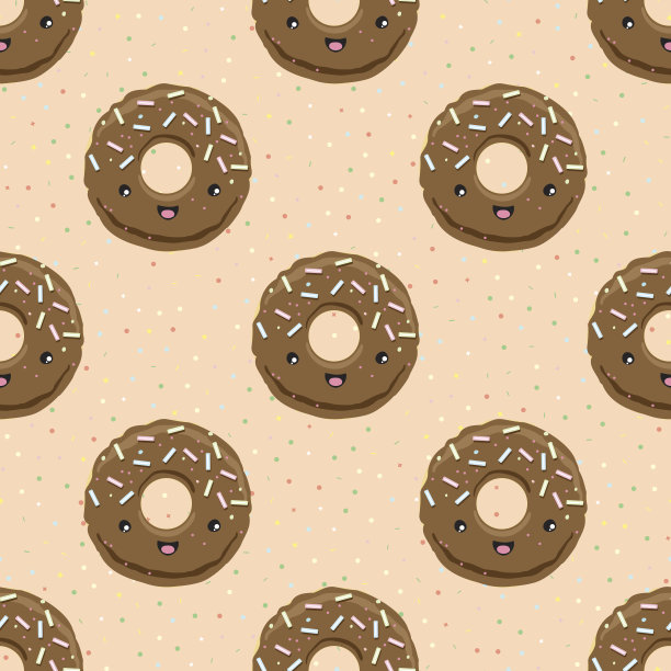 无缝图案与巧克力釉面甜甜圈图片下载