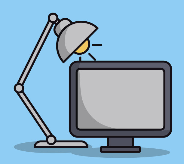 电脑和台灯的图标图片下载