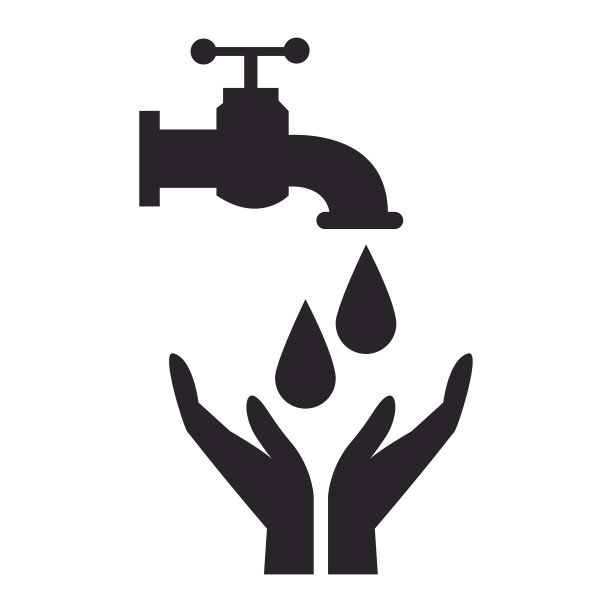 黑色剪影的房子水龙头与下降和手图片下载