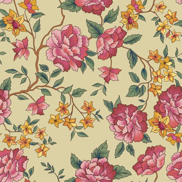 花卉无缝模式。花园花背景图片下载