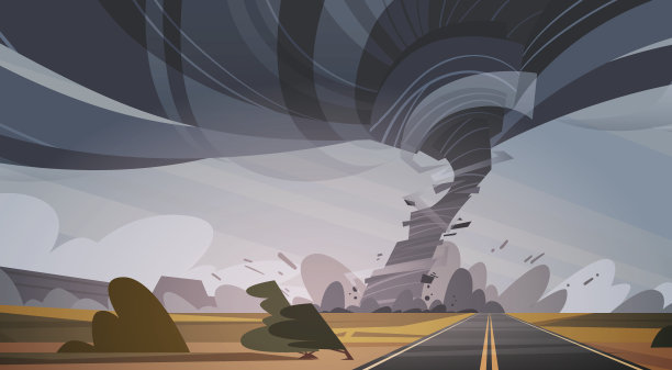 在野外自然灾害概念中的风暴水龙卷飓风景观图片下载