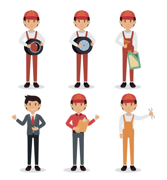 汽车修理工卡通服务图片下载