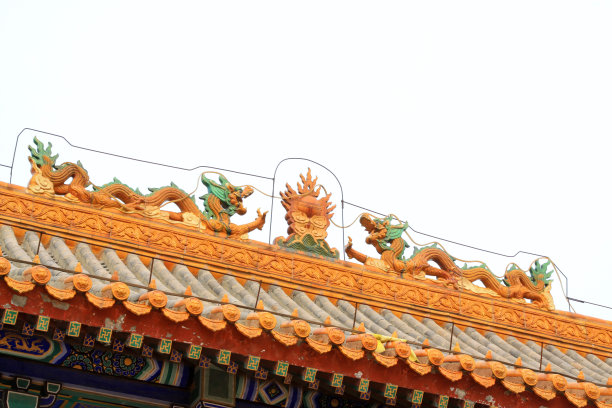 中国传统庙宇建筑屋檐，河北省迁安市素材图片