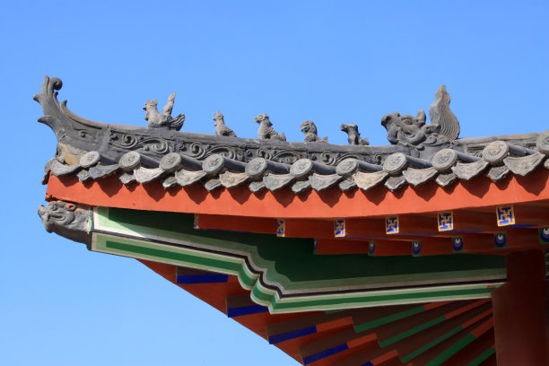 中国一座寺庙中的宗教建筑景观图片下载