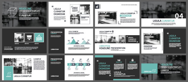 绿色元素为幻灯片信息图的背景。表示模板。用于商业年度报告，传单，企业营销，传单，广告，小册子，现代风格。素材图片