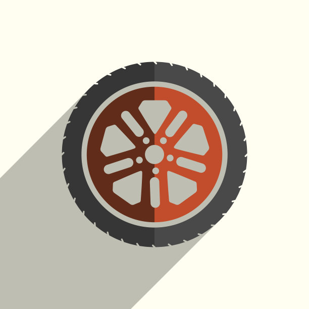 汽车车轮平图标与阴影。矢量图图片下载