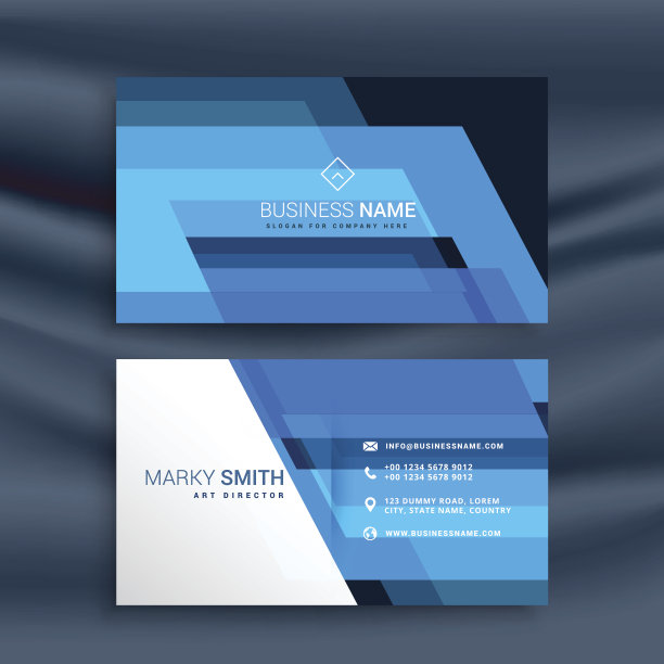 蓝色抽象名片设计素材图片