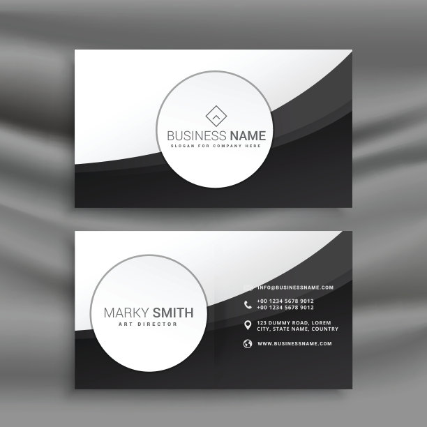 黑白相间的波浪型名片素材图片