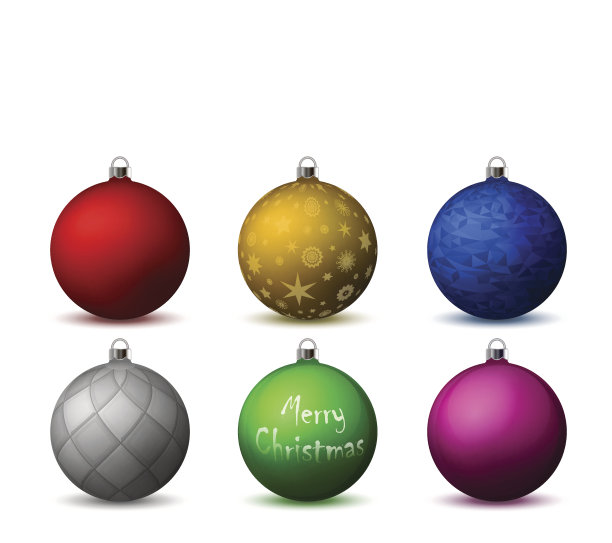 银色的圣诞彩球。一套孤立的现实装饰孤立在白色。矢量插图图片下载