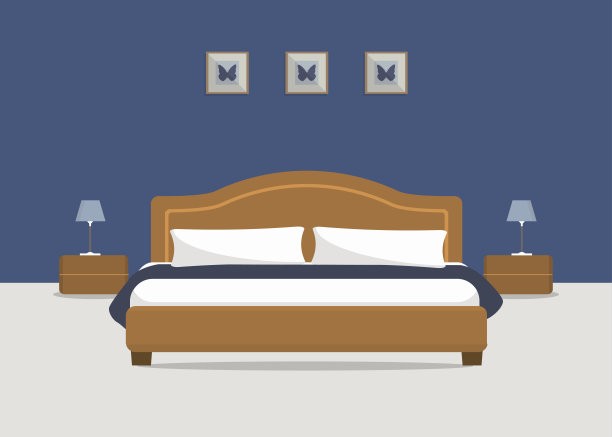 蓝色的卧室素材图片