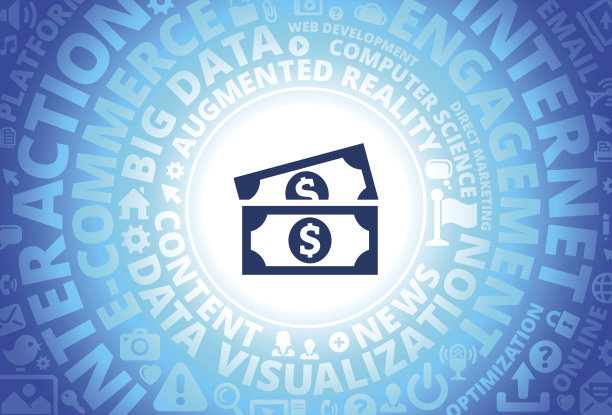 美钞在互联网上的图标现代科技词汇背景图片下载