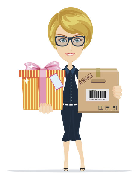 拿包裹的女人图片下载