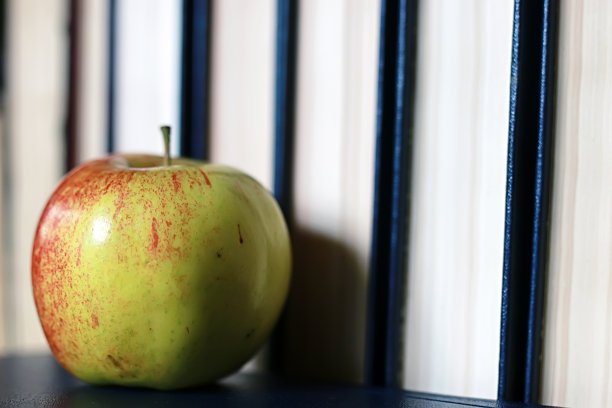 垃圾效果照片教育书籍堆苹果笔图片下载