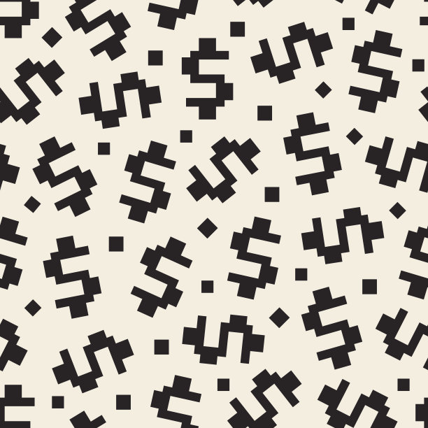 无缝单色像素美元图案背景图片下载