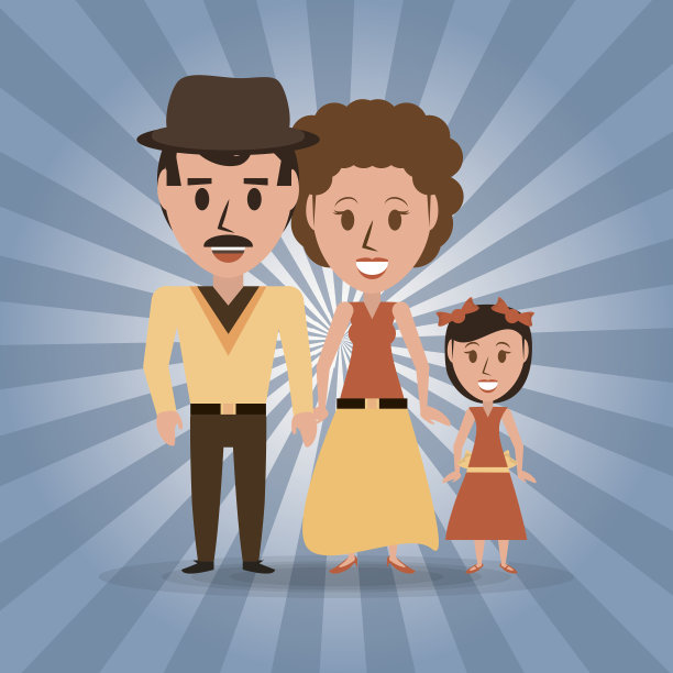 复古家庭父母和他们的女儿图片下载