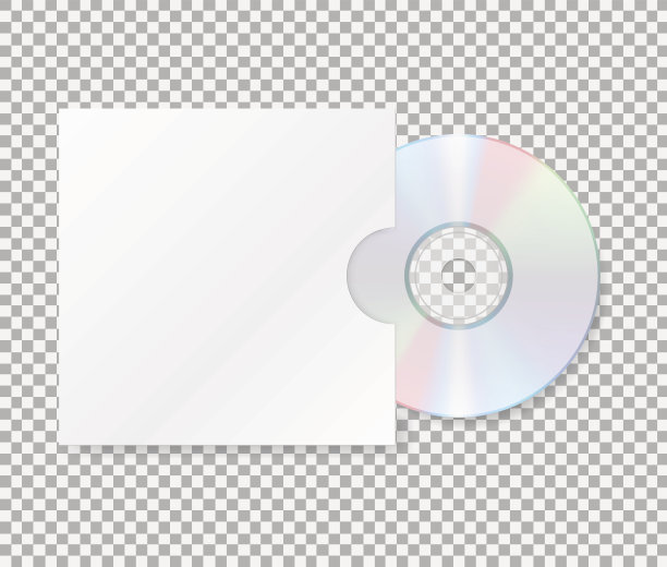 逼真的cd封面。近距离的一个cd dvd光盘。空白光盘与封面模拟模板隔离在透明背景上。图片下载