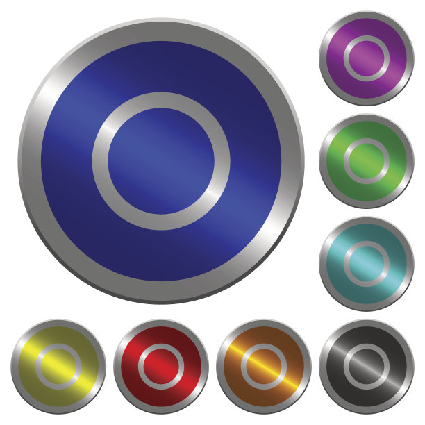 媒体记录发光的硬币状圆形彩色按钮图片下载