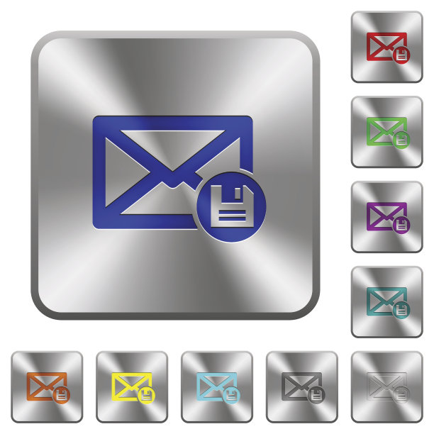 档案邮件圆形方形钢按钮图片下载