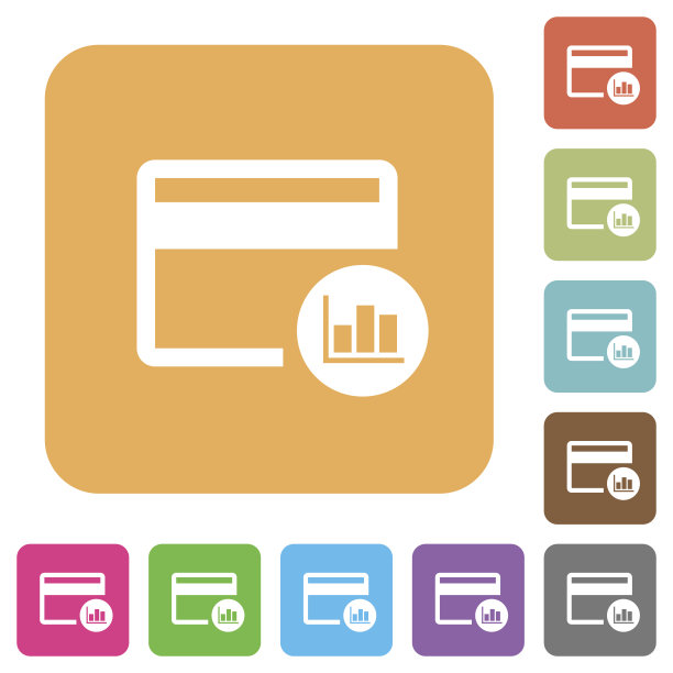 信用卡交易报告圆形方形平面图标图片下载