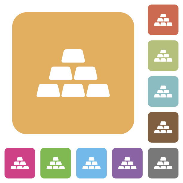 堆叠的金条圆形方形平面图标图片下载