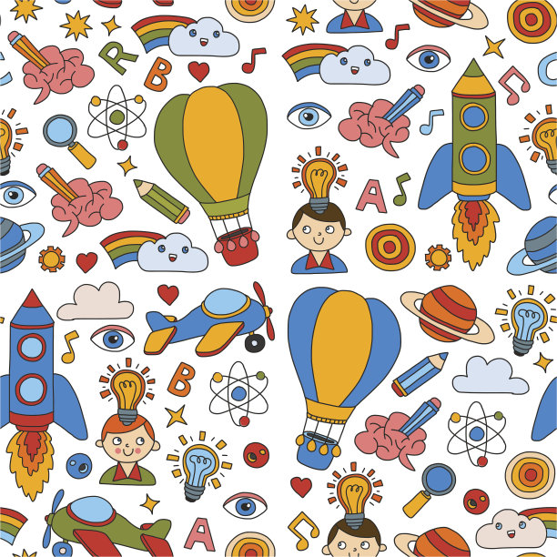 无缝模式知识想象幻想儿童绘画风格创意教育理念幼儿园学前幼儿园图片下载