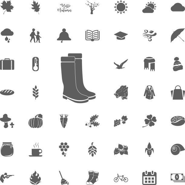 秋季图标和对象设置的设计。图片下载