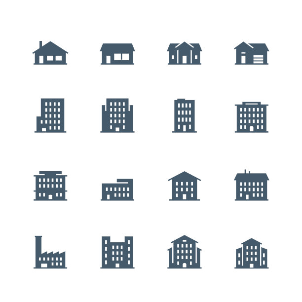 公寓建筑和房屋图标集图片下载