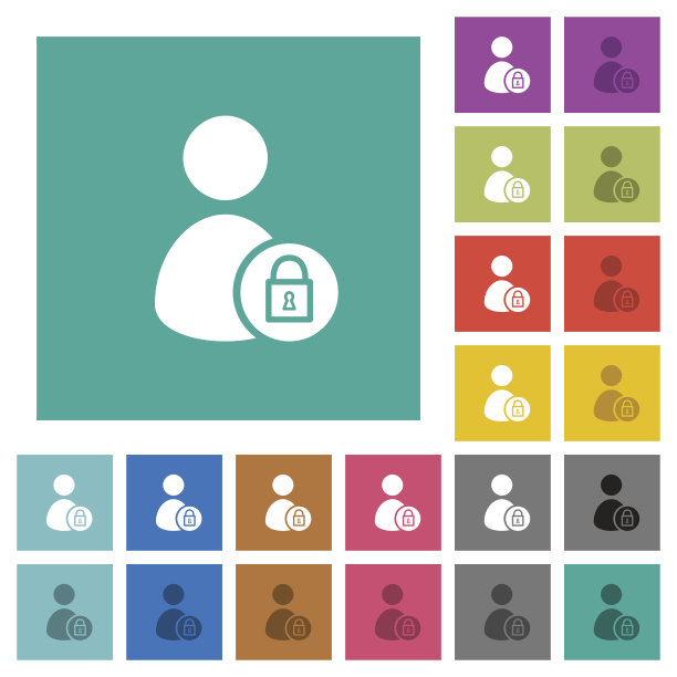 锁定用户帐号方形平面多色图标图片下载
