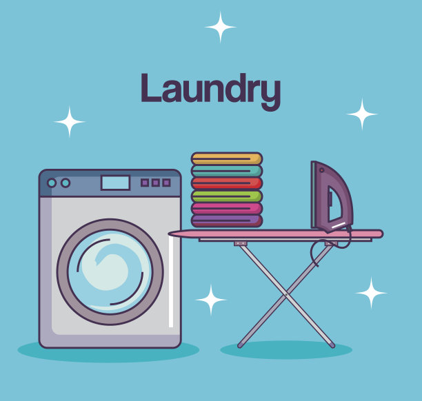 洗衣服务清洁洗衣机台面熨烫布图片下载