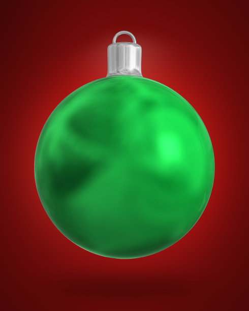 圣诞球孤立在红色背景。图片下载
