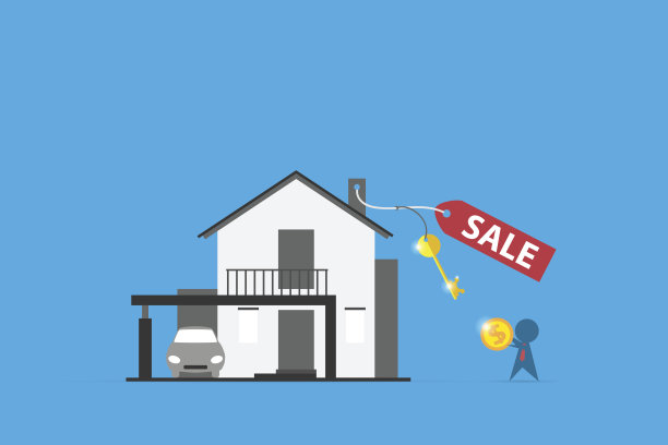 家有卖标和钥匙，房地产和经营理念图片下载