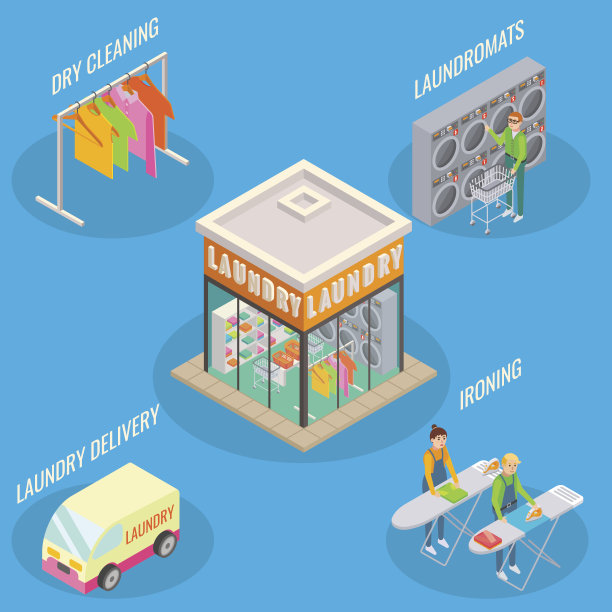 矢量三维等距洗衣服务概念插图图片下载