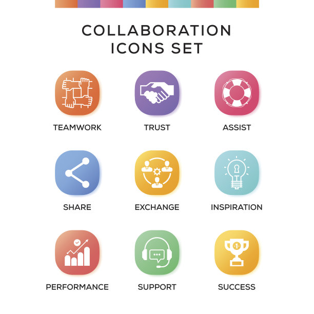 协作图标设置为渐变背景图片下载