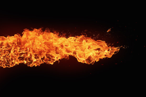 黑色背景上的火的纹理。素材图片