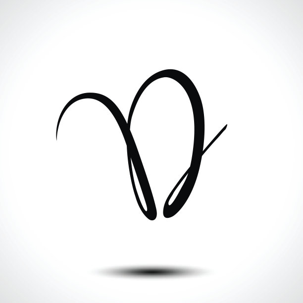 字母D字母矢量书法手稿图片下载