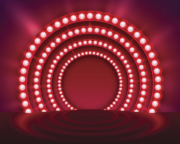 展示灯光裙房红色背景。素材图片